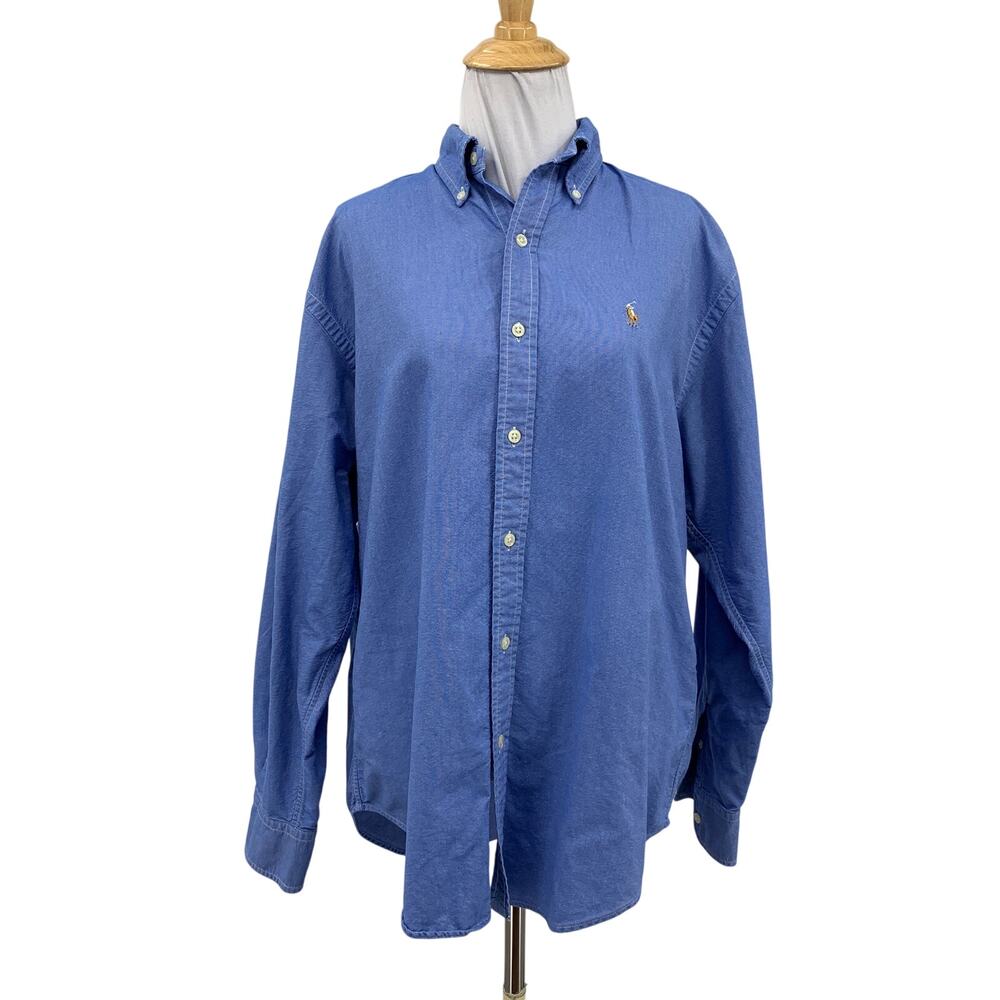 Ralph Lauren Shirt Womens 10 Blue Jay Cotton Oxford Button Down Long Sleeve